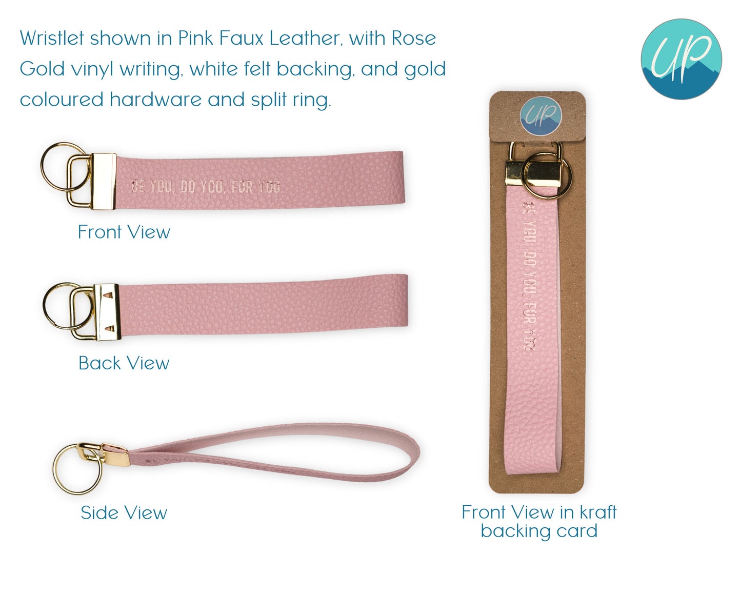 Custom Be You Do You For You Faux Leather Wristlet Keyring, Handmade Pastel Keychain, Self Care Inspirational Quotes, Bag Charm Gift